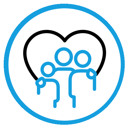 Icon: Three people inside a heart shape